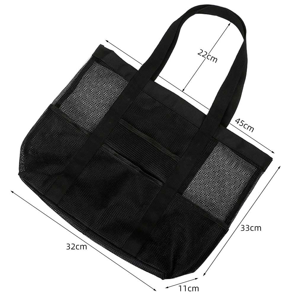 Black Color Mesh Detail Open Hand Bag