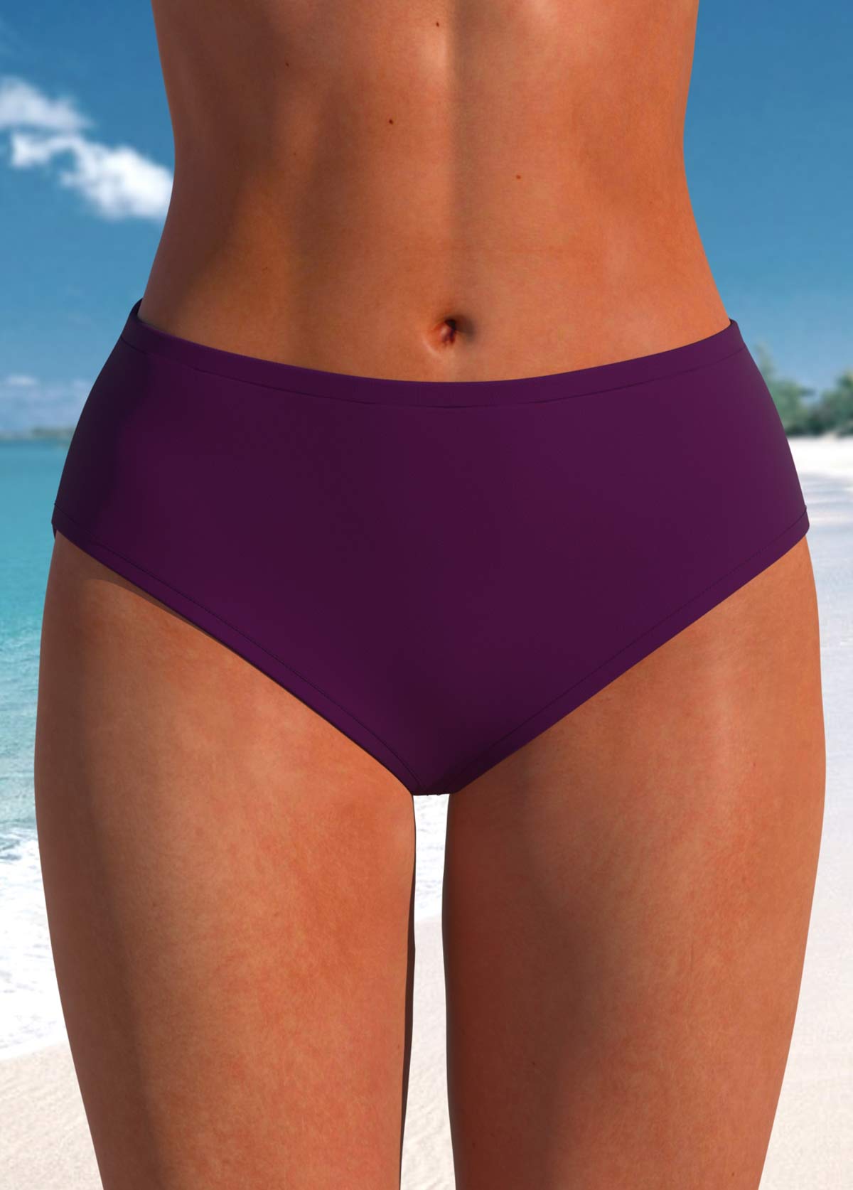 Mid Waisted Skinny Dark Purple Bikini Bottom