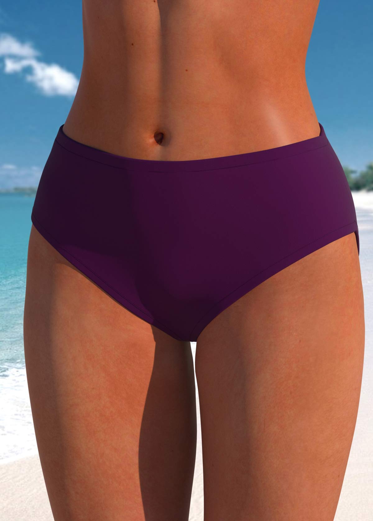 Mid Waisted Skinny Dark Purple Bikini Bottom