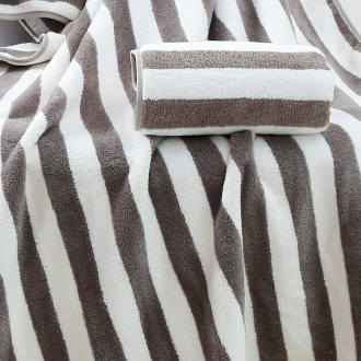 Striped Dark Grey Contrast Beach Blanket
