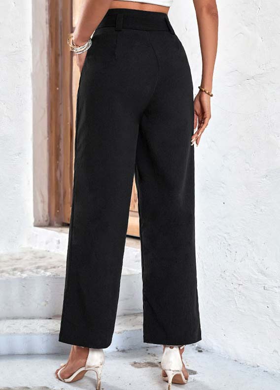 Bowknot Belted Black Drawastring High Waisted Pants