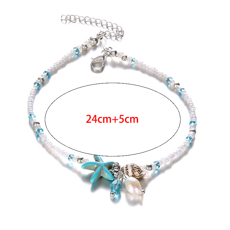 Star Shell Design White Beads Anklet