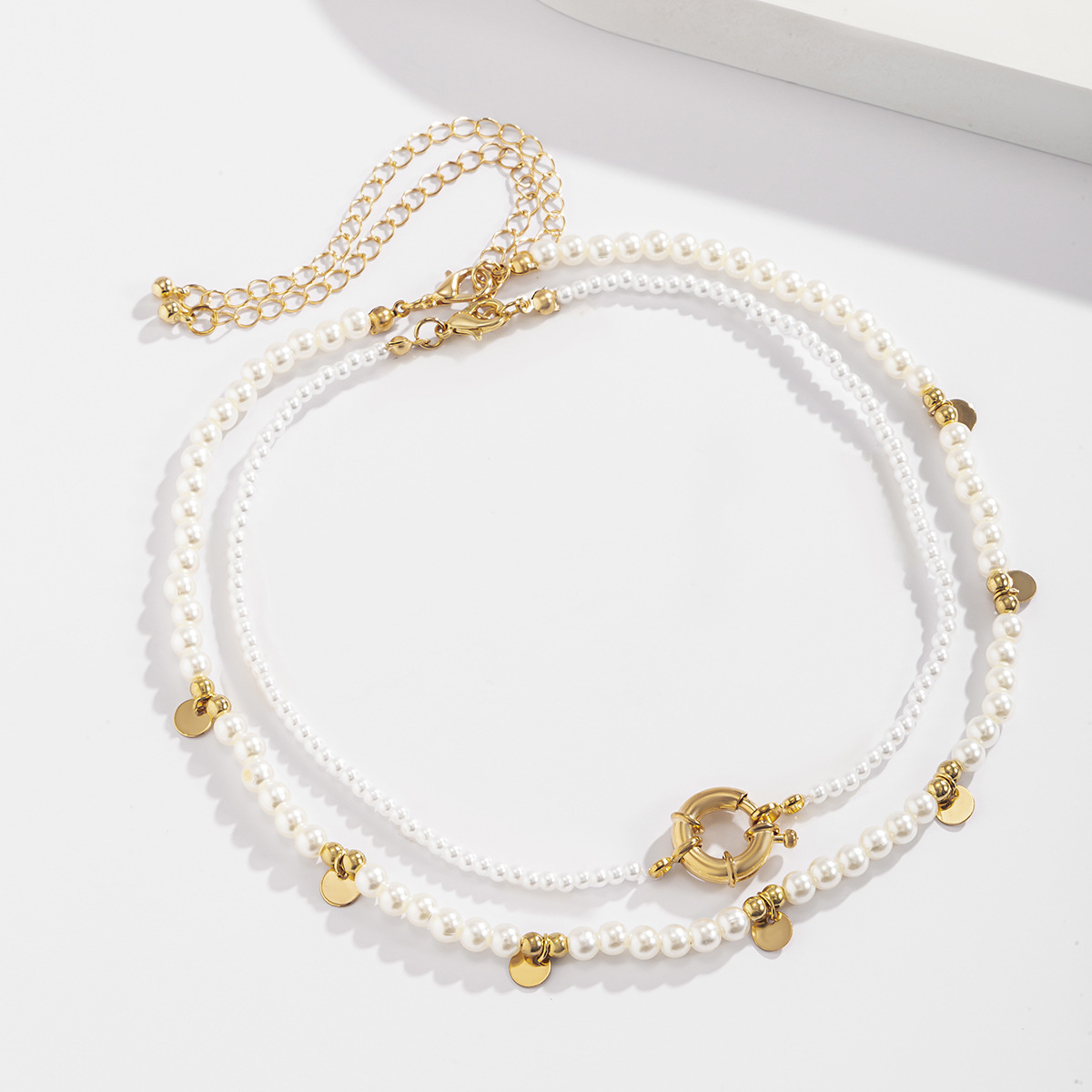 White Round Pearl Design Necklace Set