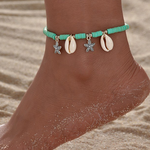 Star Mint Green Shell Plastic Anklet