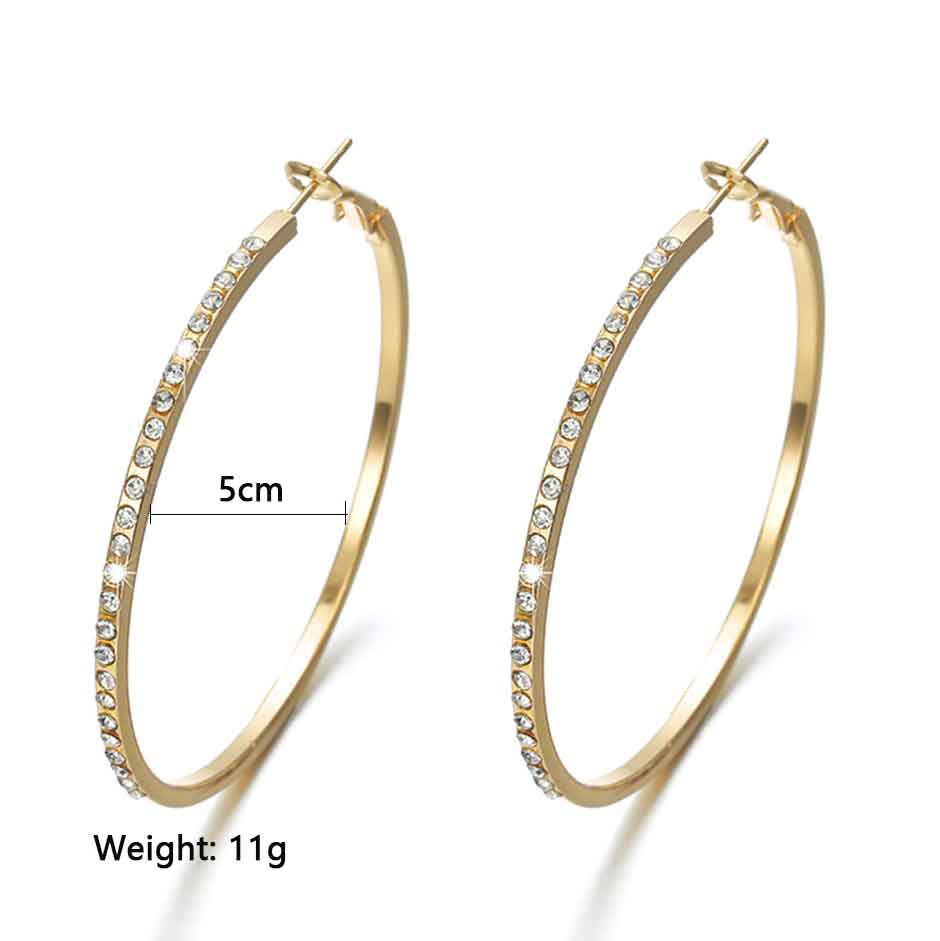 Circular Shape Gold Rhinestone Detail Earrings