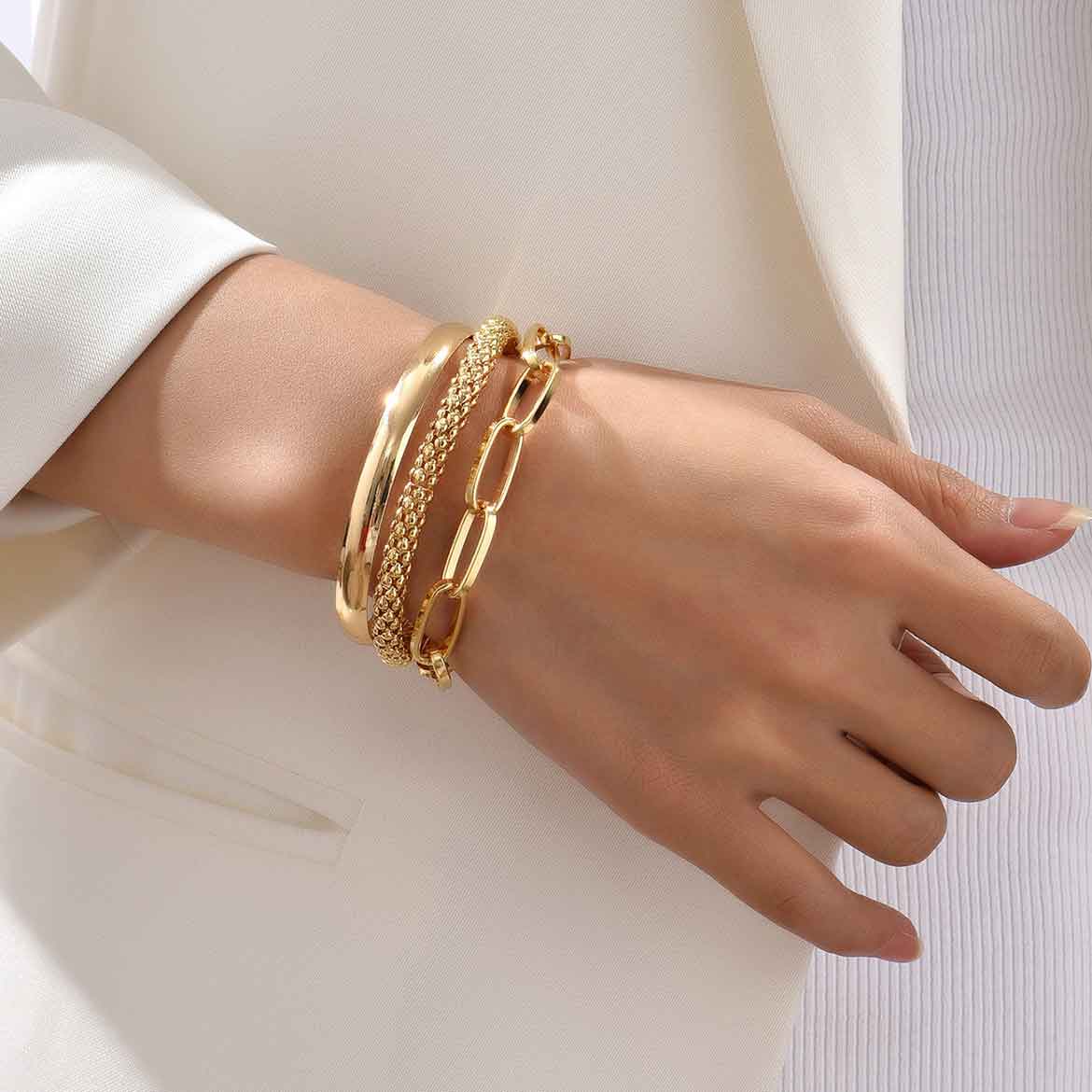 Alloy Gold Chain Design Bracelet Set