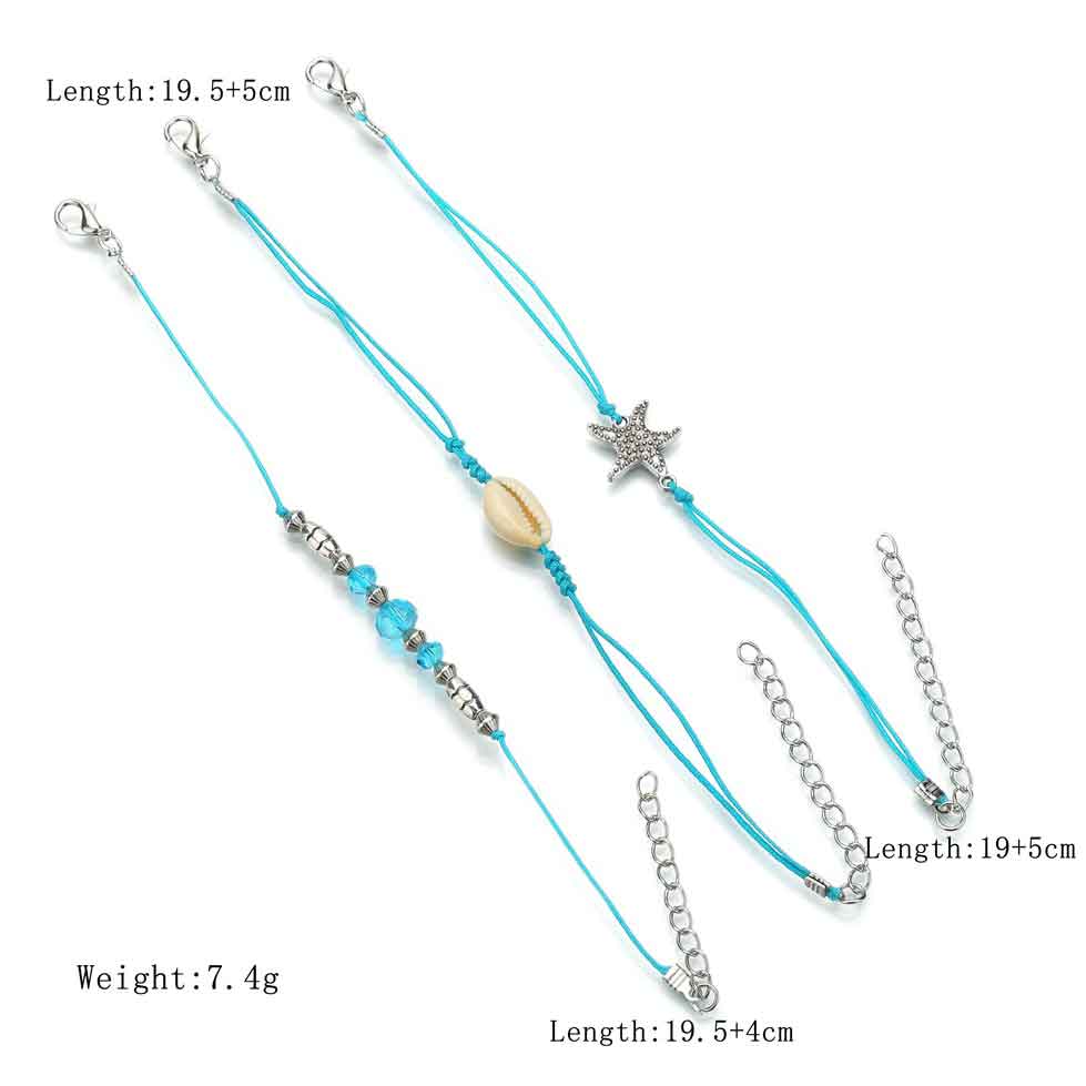 Sky Blue Asymmetrical Beads Anklet Set