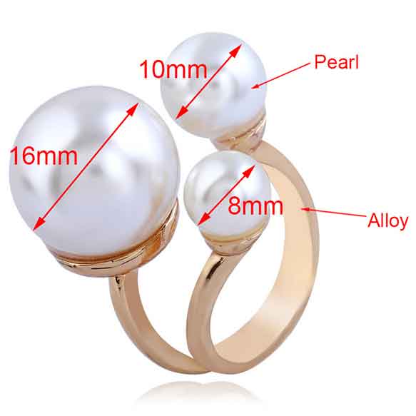Alloy Detail Pearl Design Gold Ring