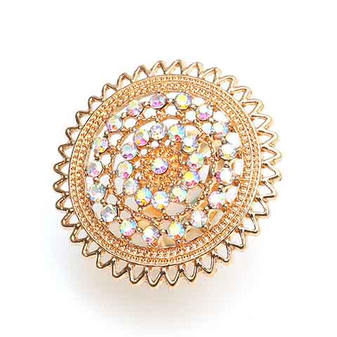Geometric Pattern Gold Round Alloy Detail Ring