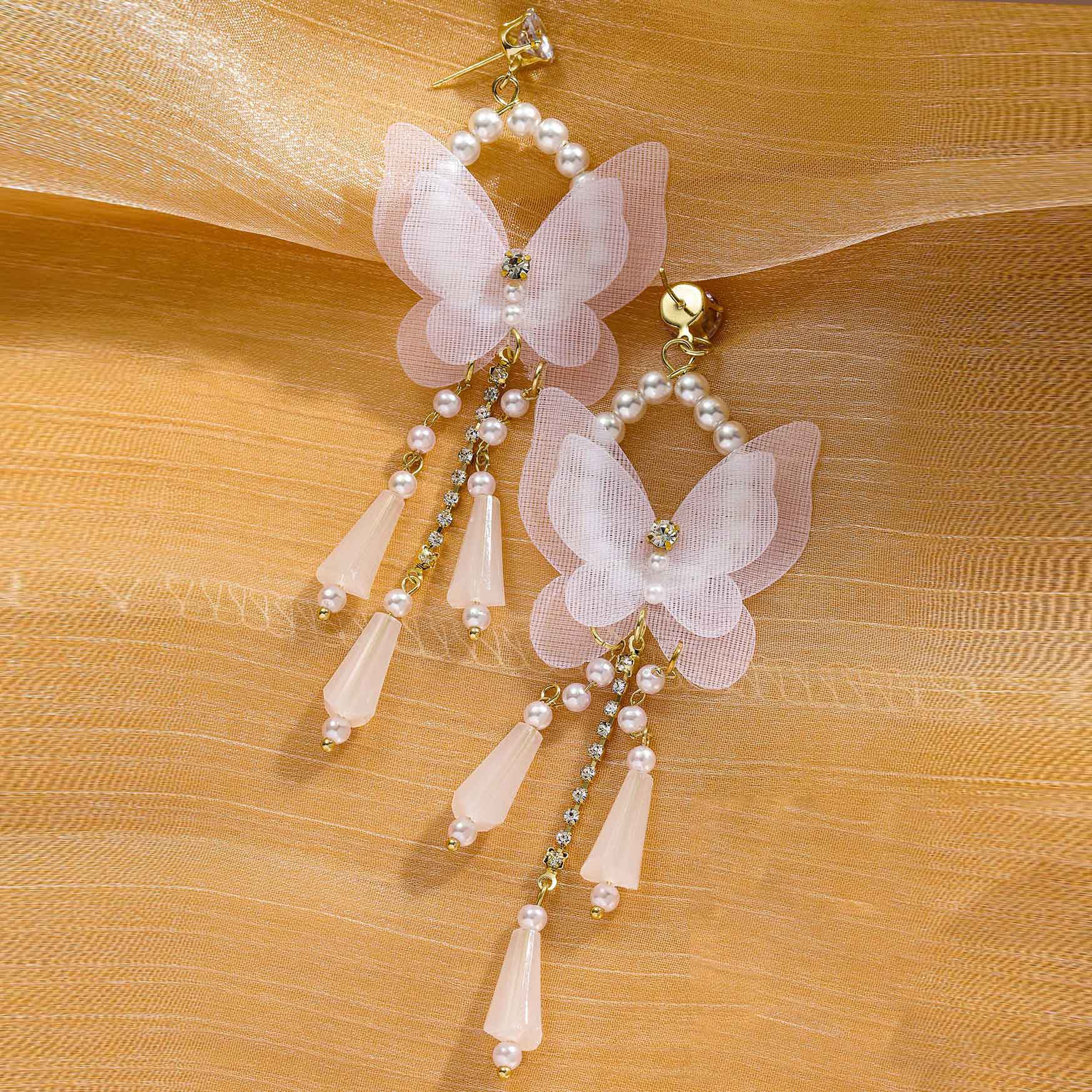 White Alloy Detail Butterfly Design Earrings