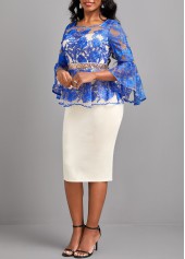 White Embroidery Square Neck Bodycon Dress