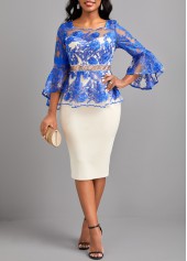 White Embroidery Square Neck Bodycon Dress