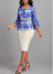 White Embroidery Square Neck Bodycon Dress