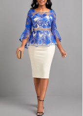 White Embroidery Square Neck Bodycon Dress