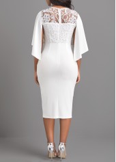 White Half Sleeve Lace Bodycon Dress