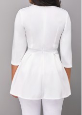 Raw White Split Square Neck Blouse