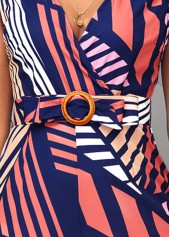 Striped Belted Multi Color V Neck Jumpsuit