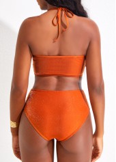 High Waisted Criss Cross Brick Red Bikini Set