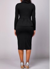 Black Lapel Long Sleeve Two Piece Suit