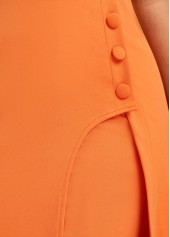 Plaid Asymmetry Orange Shirt Collar Dress