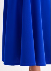 Royal Blue Smocked V Neck Short Sleeve Dress