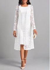 Lace Two Piece Suit Square Neck White Dress | Rosewe.com - USD $35.98