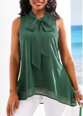 Layered Blackish Green Bowknot Tank Top