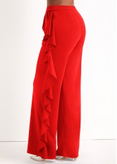 Ruffle Red Wide Leg High Waisted Pants