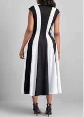 Round Neck Zipper Black Short Sleeve Dress