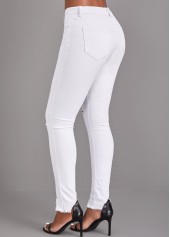 Button White High Waisted Skinny Jeans