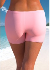 Light Pink Plus Size Mid Waisted Swim Shorts