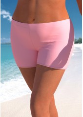 Light Pink Plus Size Mid Waisted Swim Shorts