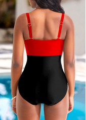 Contrast Criss Cross Red One Piece Swimwear