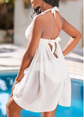 Mid Waisted Bowknot White Swimdress and Panty