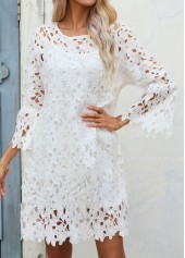 White Camsiole and Round Neck Lace Dress