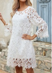 White Camsiole and Round Neck Lace Dress