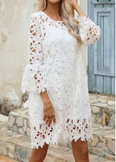White Camsiole and Round Neck Lace Dress