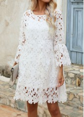 White Camsiole and Round Neck Lace Dress