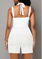 Cut Out White Sleeveless V Neck Romper