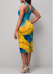 Tribal Print Cross Collar Multi Color Dress