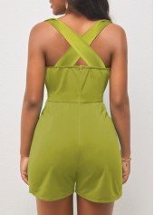Mustard Yellow V Neck Sleeveless Tie Romper