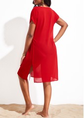 Tie Side Breathable Red Cover Up