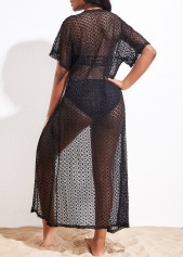 Tie Front Lace Black Cover Up