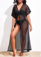 Tie Front Lace Black Cover Up
