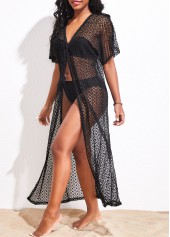 Tie Front Lace Black Cover Up