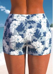 Mid Waisted Dusty Blue Floral Print Swim Shorts