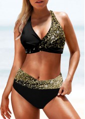 Shinning Criss Cross Gold Bikini Set