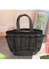 Open Black Mesh Polyester Hand Bag