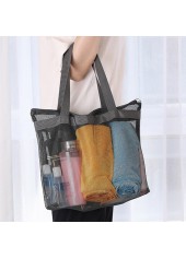 Black Mesh Zip Polyester Hand Bag