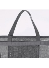 Black Mesh Zip Polyester Hand Bag